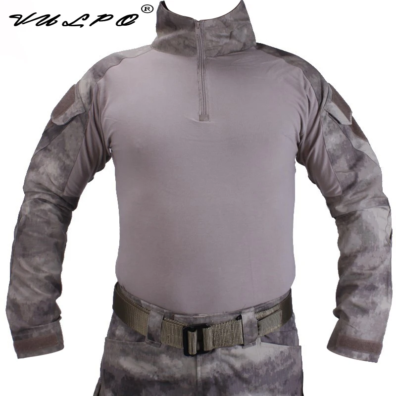 VULPO Tactical BDU Combat T-Shirts Military A-TASC Camouflage T-shirt Airsoft WG Hunting Clothing With Elbow Pads | Спорт и