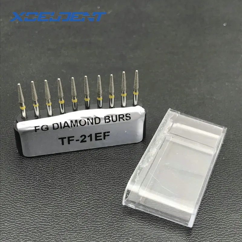 10pcs Dental Diamond Burs Drill Dia-burs Polishing Smoothing Whitening Product For High Speed Handpiece Medium FG 1.6M - Цвет: TF-21EF