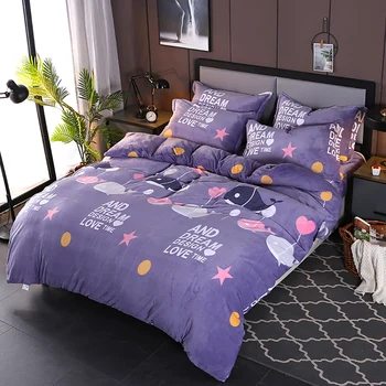 

Light gray Home Textile Microfiber Polyester Flannel Duvet Cover Bedding Sets With Pillow Case Twin Queen King Size Fast warm