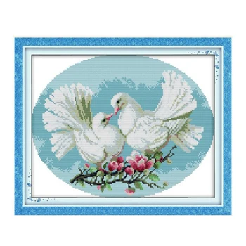

DIY Hand Knitting Count Cross Stitch Set Embroidery Set 11CT Love Pigeon Pattern Cross Stitch 46 * 38cm Home Decoration