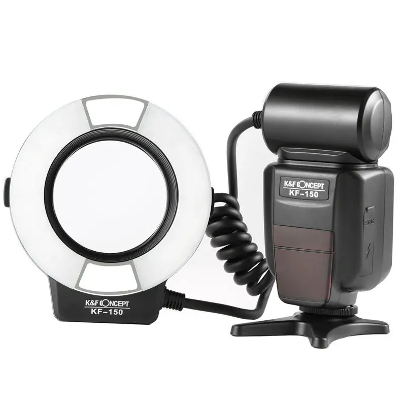 

K&F Concept Macro Ring Light Flash,K&F Concept Kf-150 Ttl Speedlite Lcd Display And Wireless Slave Function With 6Pcs Adapter Ri