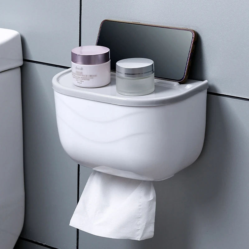 

Bathroom Toilet Paper Holder Waterproof Wall Mount for Phone Toilet Paper Tray, Kitchen Roll Paper Tube Storage Tray, Tissue Box