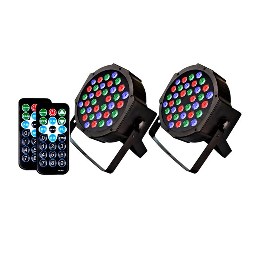 Thrisdar Remote 36x3W RGB LED Par Light Disco DJ Wash Stage Par Light DMX512 Wedding Party Holiday KTV Disco DJ Bar Stage Light - Цвет: 2 Lamp with 2 Remote