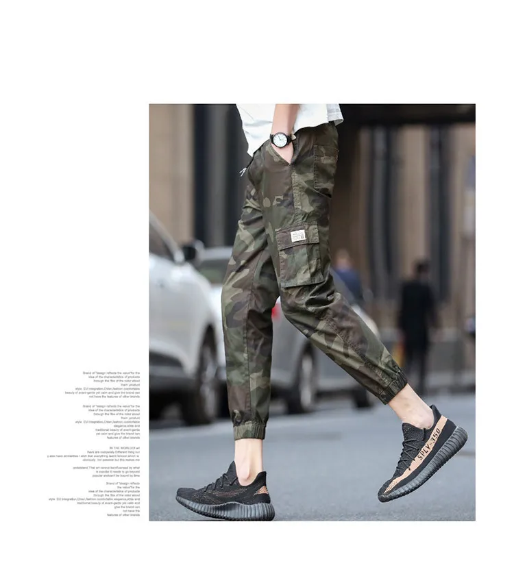 Летние новые продукты мужские повседневные камуфляжные капри брюки Slim Fit Брюки корейский стиль студентов луч ноги Спецодежда Брюки Мода