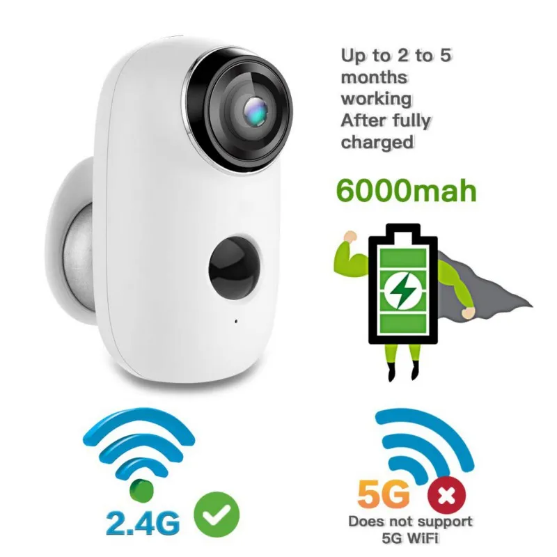 1080P HD Smart Surveillance Camera Home Waterproof Mobile 2.4G WIFI Remote Monitoring Camcorders Long Standby