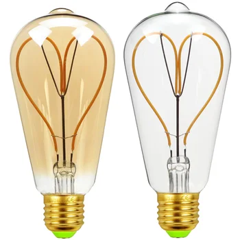 

TIANFAN Led Bulbs Vintage Light Bulb Edison Bulb ST64 Heart 4W Dimmable 110V 220V Decorative Light Bulb