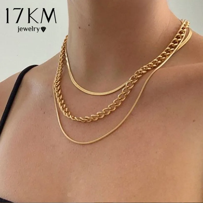17KM Fashion Multi-layered Snake Chain Necklace For Women Vintage Gold Coin Pearl Choker Sweater Necklace Party Jewelry Gift 1