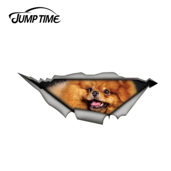 

Jump Time 13cm x 4.8cm Pomeranian sticker 3D Pet Graphic Vinyl Decal Car Window Laptop Bumper Animal Car Stickers