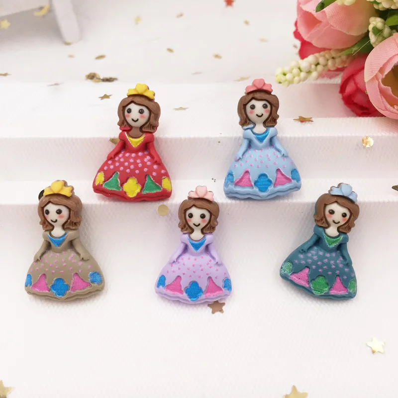 Hand Painted Resin Mix Kawaii Colorful princess Girl Flatback Cabochon Stone 10PCS Scrapbook DIY Decor Home Figurine Crafts