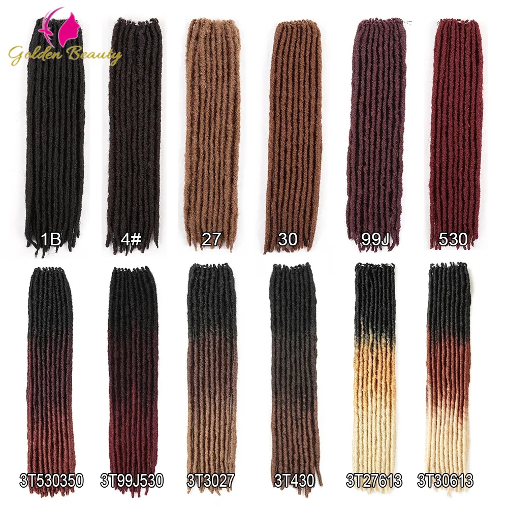 18" Synthetic Faux Locs Braiding Hair Extensions Ombre Dreadlocks Crochet Braids Straight Goddess Locs Hair Golden Beauty 5