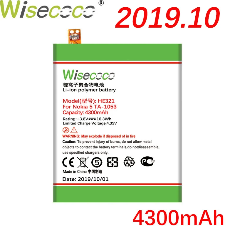 Wisecoco HE321 HE336 4300 мАч мощный аккумулятор для Nokia 5 Dual SIM(TA-1053 DS) Замена аккумулятора телефона+ номер отслеживания