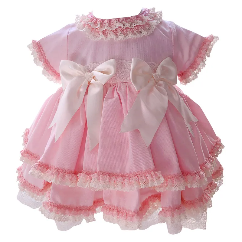 Испанская Детская одежда Детские платья для маленьких девочек, розовое платье принцессы, жатое платье, Детская испанская эксклюзивная одежда, наряд для дня рождения