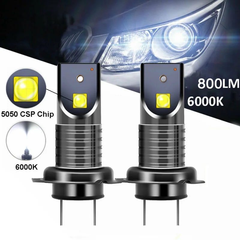 

2pcs 12W 3000LM 6000K H7 Car 5050 CSP LED Headlights Kit 5050 Error Free Lamp Car LED Headlights Bulbs Auto LED Headlights Lamps