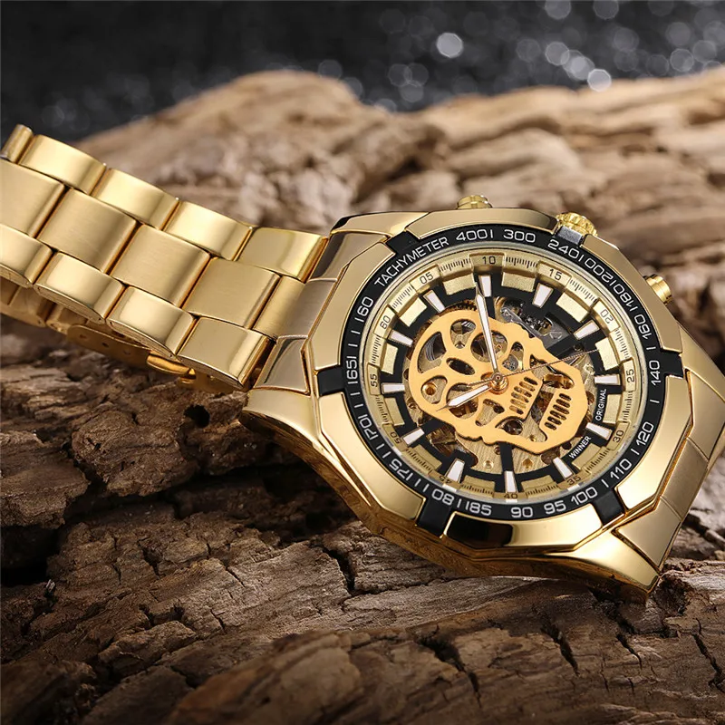 Уникальный уход за кожей лица чехол часы в форме черепа автоматические механические мужские часы спортивные мужское в деловом стиле часы