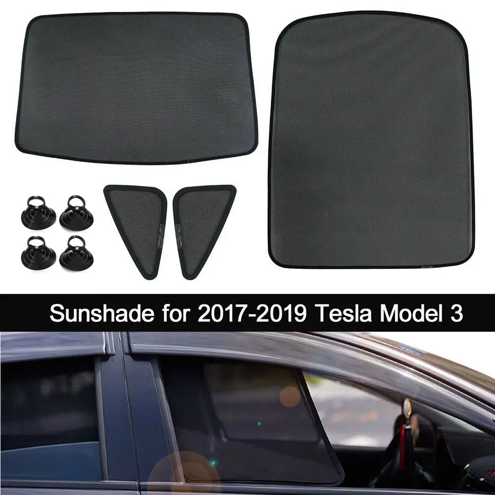 

Audew For Tesla Model 3 Car Sunshade Cover Curtain Black Roof Mesh Sunroof Insulation Anti-UV Car Skylight Blind Shading Net Set