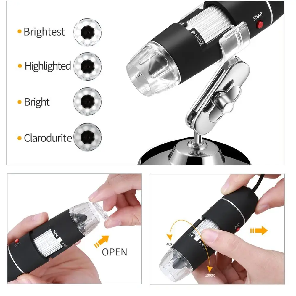 USB микроскоп 1000X1600X8 светодиодный цифровой USB микроскоп тип-c микроскопио Лупа электронный стерео USB эндоскоп Тип камеры