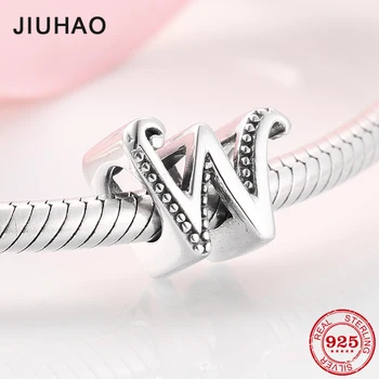 

Hot sale 925 Sterling Silver Alphabet W Letter Beads Fit Charms Original JIUHAO 925 Bracelets Bangles DIY Jewelry