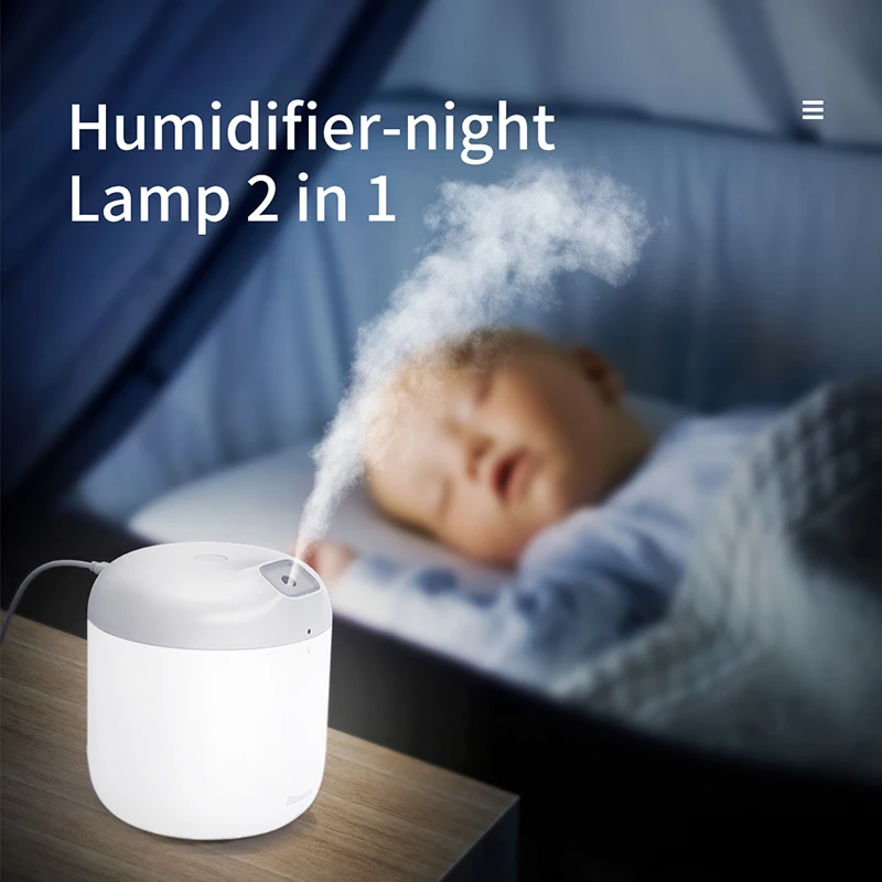Billig Baseus Luftbefeuchter Air Diffusor Difusor Für Home Office 600 ml Große Kapazität Luftbefeuchter Humidificador Mit LED Lampe