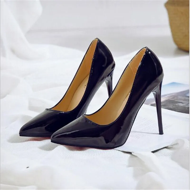 Women Shoes Pointed Toe Pumps Patent Leather Dress High Heels Boat Shoes Plus Size 34-44 Wedding Zapatos Mujer Women High Heels