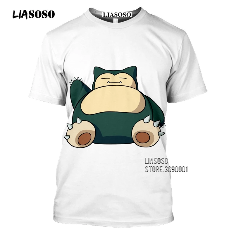 Japan Cartoon Snorlax T shirts Men 3D Print Kawaii Pokemon Tshirt Summer Casual Harajuku Shirt Fitness Hip Hop Tops Streetwear (20)