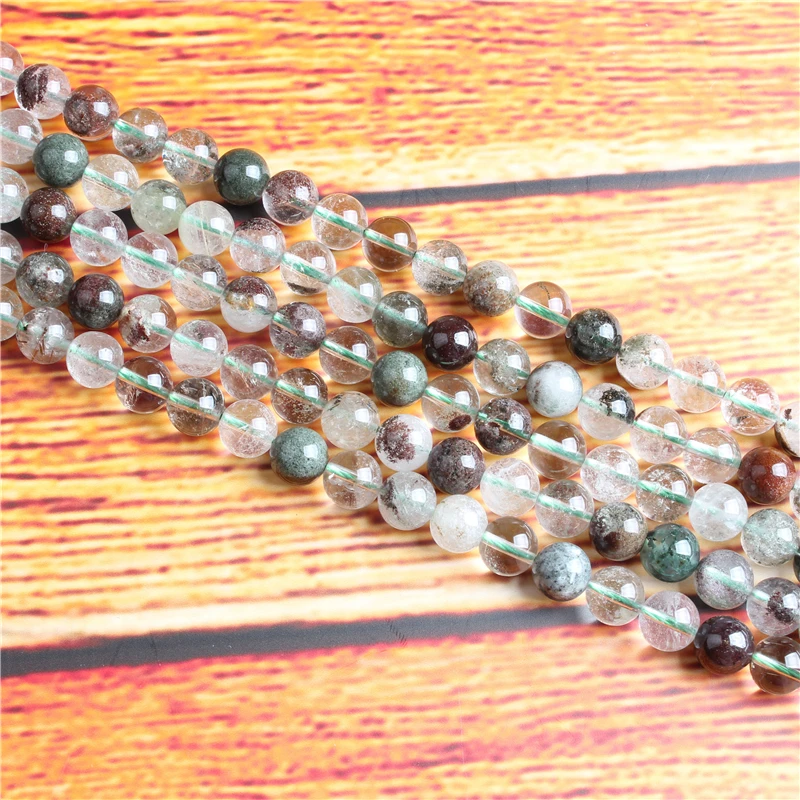 

Green Ghost Natural Stone Bead Round Loose Spaced Beads 15 Inch Strand 4/6/8 / 10mm For Jewelry Making DIY Bracelet Necklace