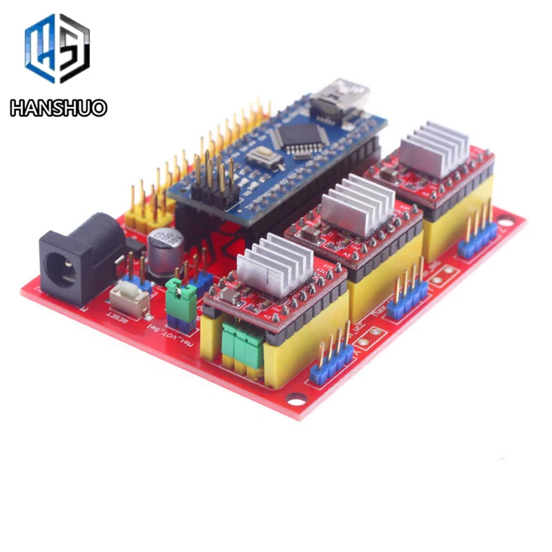 CNC Щит V4 гравировальный станок 3d принтер+ 3 шт. A4988 Драйвер Плата расширения для Arduino NANO V3. 0 С usb-кабелем NANO 3,0