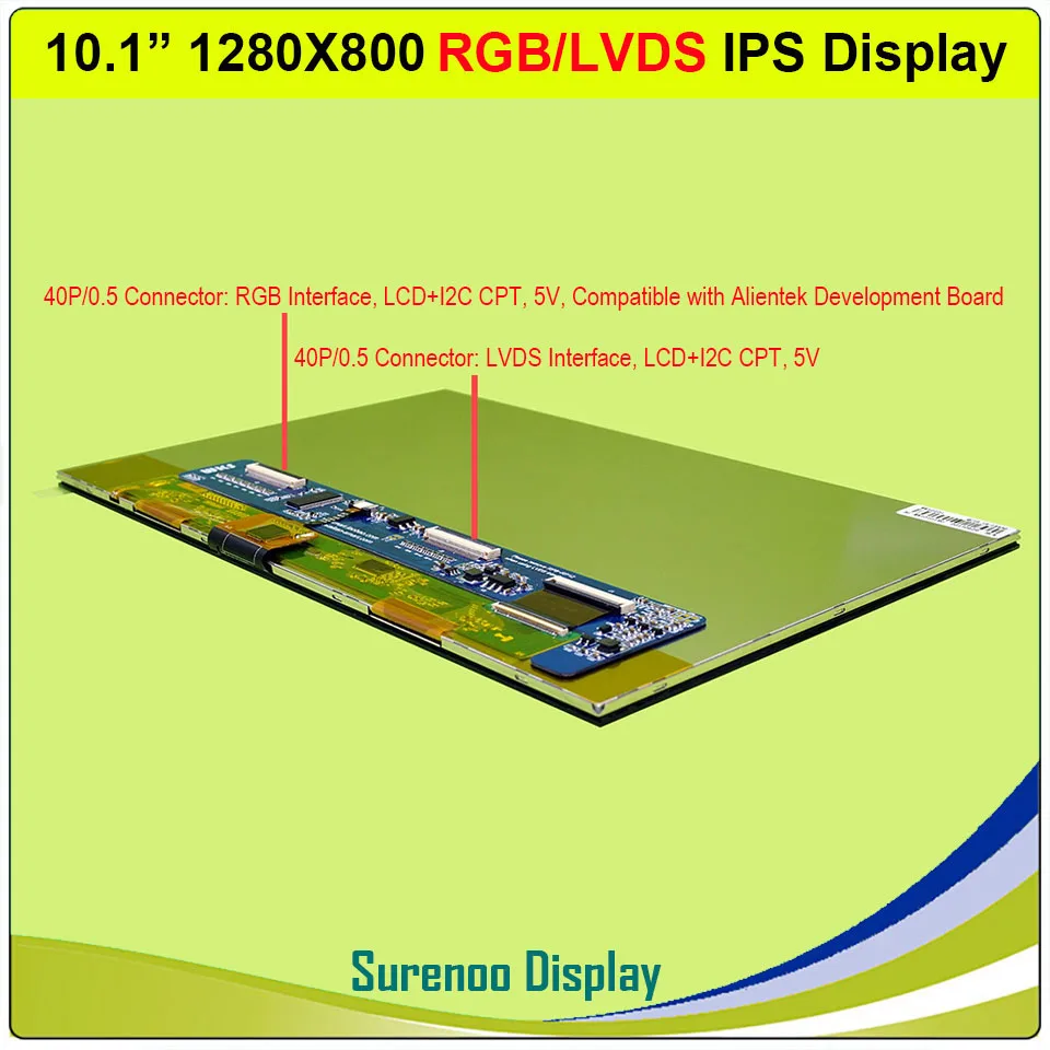 10.1" inch 1280*800 IPS RGB LVDS TFT LCD Module Display Screen Monitor w/ I2C Capacitive Touch Panel