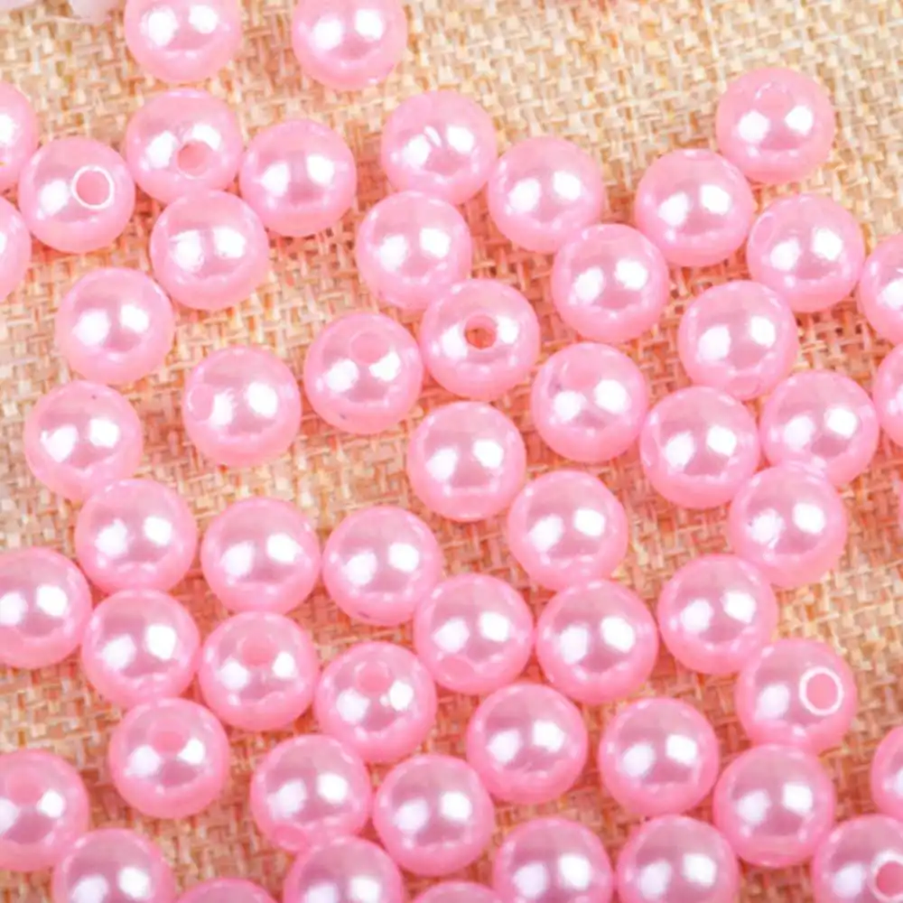 1000 шт множество вариантов смешанных 6 мм круглых имитационных радужных цветов пластиковых ABS жемчужных бусин для одежды сумки обуви - Цвет: Розовый