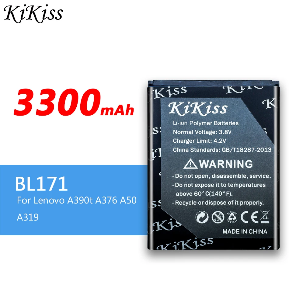 Новый аккумулятор BL171 3300 мАч для Lenovo A319 A60 A500 A65 A390 A368 A390T A356 A370e BL-171 | Мобильные