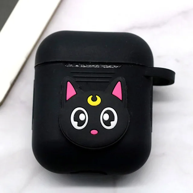 blackblackcat Милый мультяшный Bluetooth беспроводной Чехол для наушников для Apple AirPods 2 Силиконовый чехол для зарядки наушников для Airpods защитный чехол - Цвет: blackblackcat