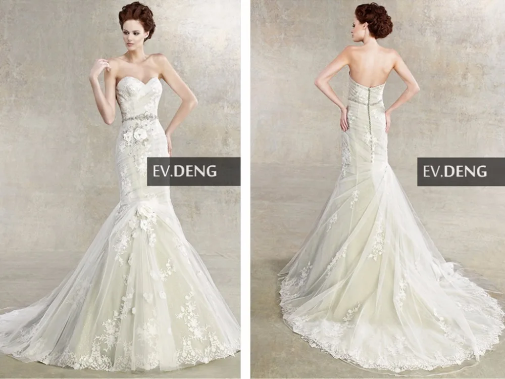 

beading crystal sashes lace mermaid 2018 vestido de noiva casamento flowers sweetheart bridal gown mother of the bride dresses