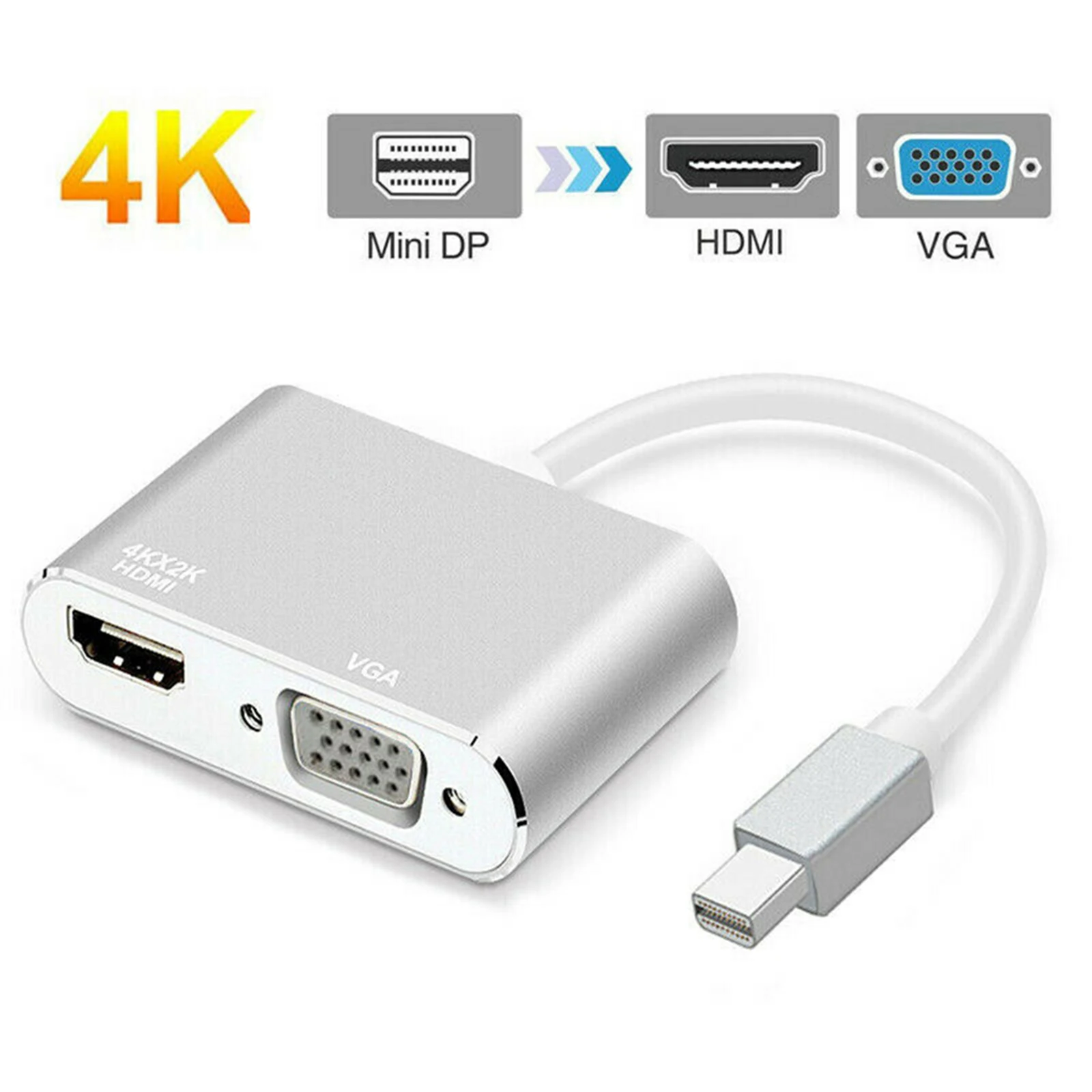 애플 맥북용 미니 DP 디스플레이 포트-HDMI 호환 VGA 케이블 어댑터, 미니 디스플레이 포트 비디오 컨버터, 4K