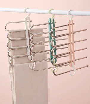 

5 in 1 multifunctional pants storage rack adjustable storage rack closet storage rack stainless steel magic clothes rack