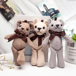 Muñeco de peluche con lazo a rayas para niños, bonito vestido de peluche con juguete, colgante de conejo, regalo de cumpleaños, decoración de fiesta de boda, 1 pieza