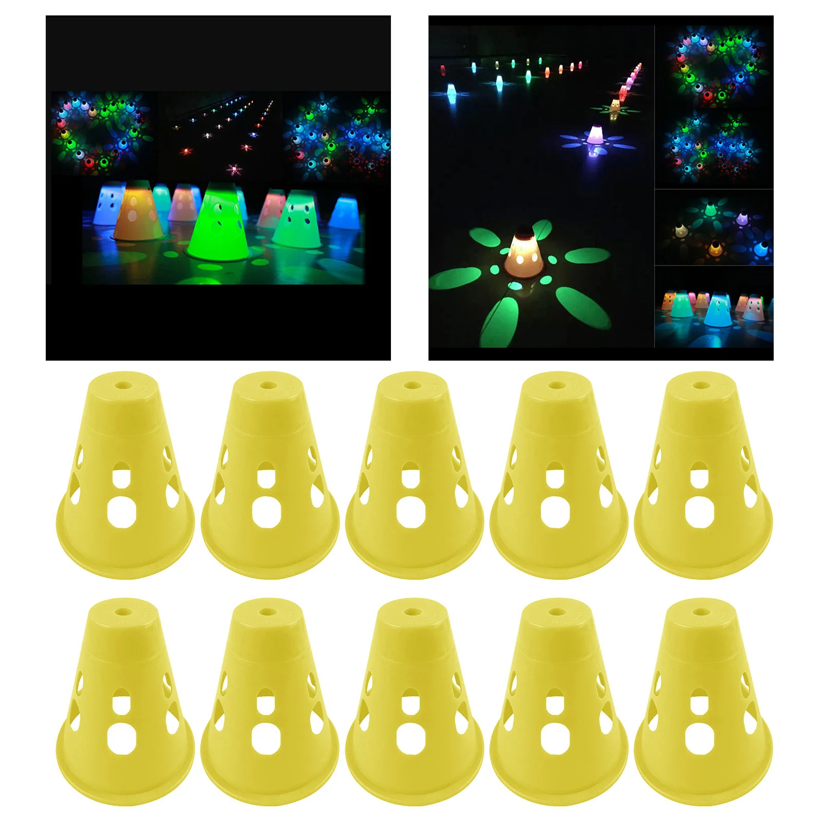 10x Plastic LED Skating Cones Skate Training Marker Pile Cups  Decor