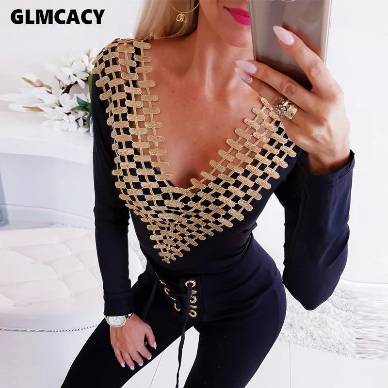 

Women Bodycon Bodysuits Feminino Mujer Sexy Stretchy Rompers Long Sleeve Body Streetwear Jumper Tops One Piece