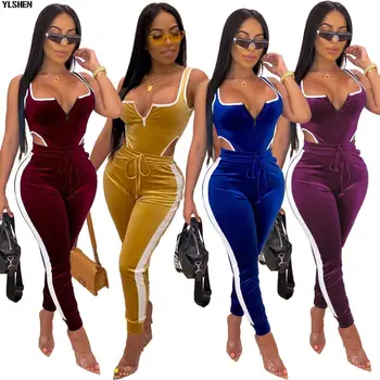 

Plus Size 2 TWO PIECE SET WOMEN Joggers Pants Velvet Tracksuit Track Suits Sweatsuits Clothing Costumes Matching Sets Outfits