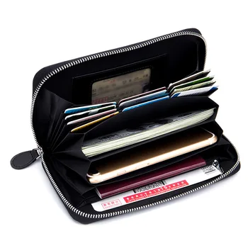 

Men Passport Wallet 2020 Genuine Leather Long Zipper Wallet Women's Clutch Bag