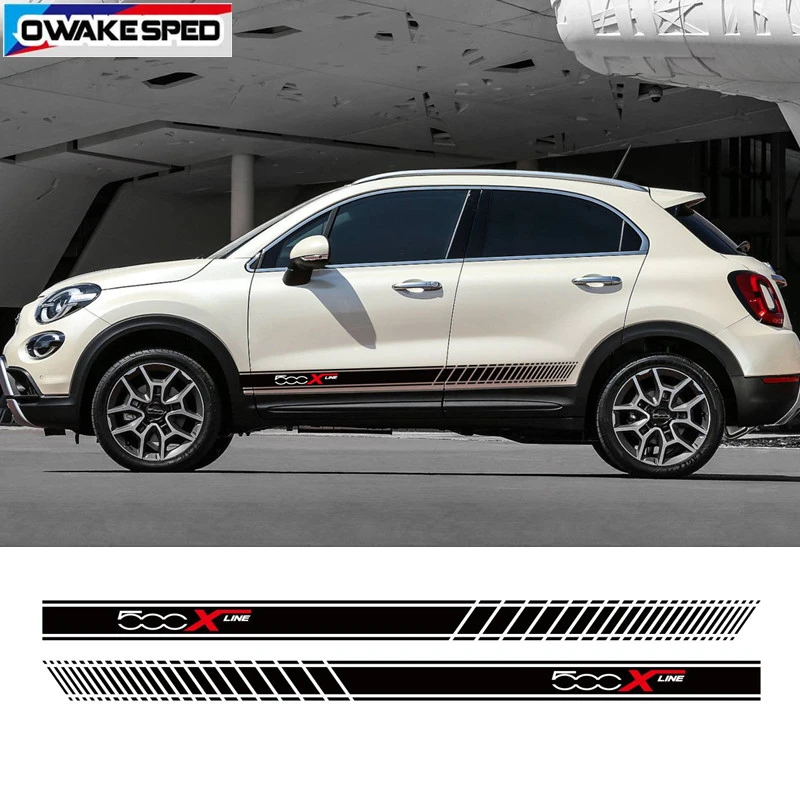 2 шт./лот наклейки на боковые части автомобиля для Fiat 500 500x спортивные полосы