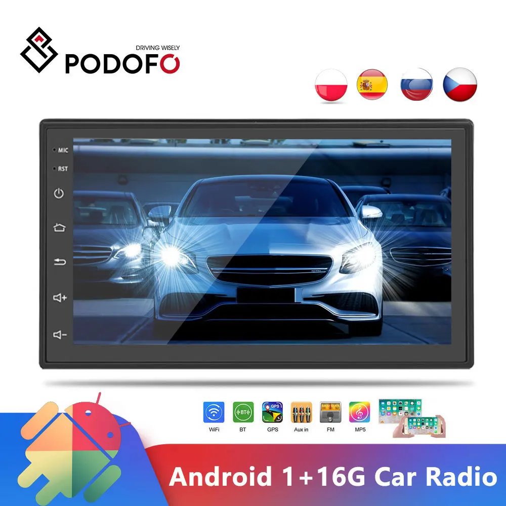 Автомагнитола Podofo универсальная мультимедийная стерео система на Android с GPS Bluetooth Wi Fi для Volkswagen и Nissan