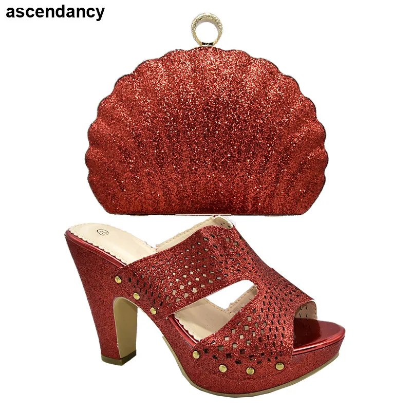 

New Fashion Women Shoes and Bags To Match Set Italy Women Shoes Matching Bags Set Decorated with Rhinestone Bag and Shoe Set