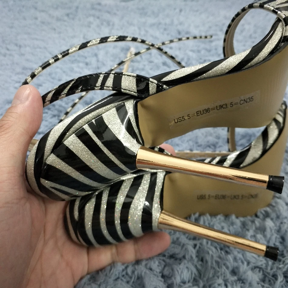 Sexy Party Ankle Strap Stiletto Women Metal Heel Sandal Damenschuhe Damensandalette Knochelriemchen Riemchensandalen YJ3845-i