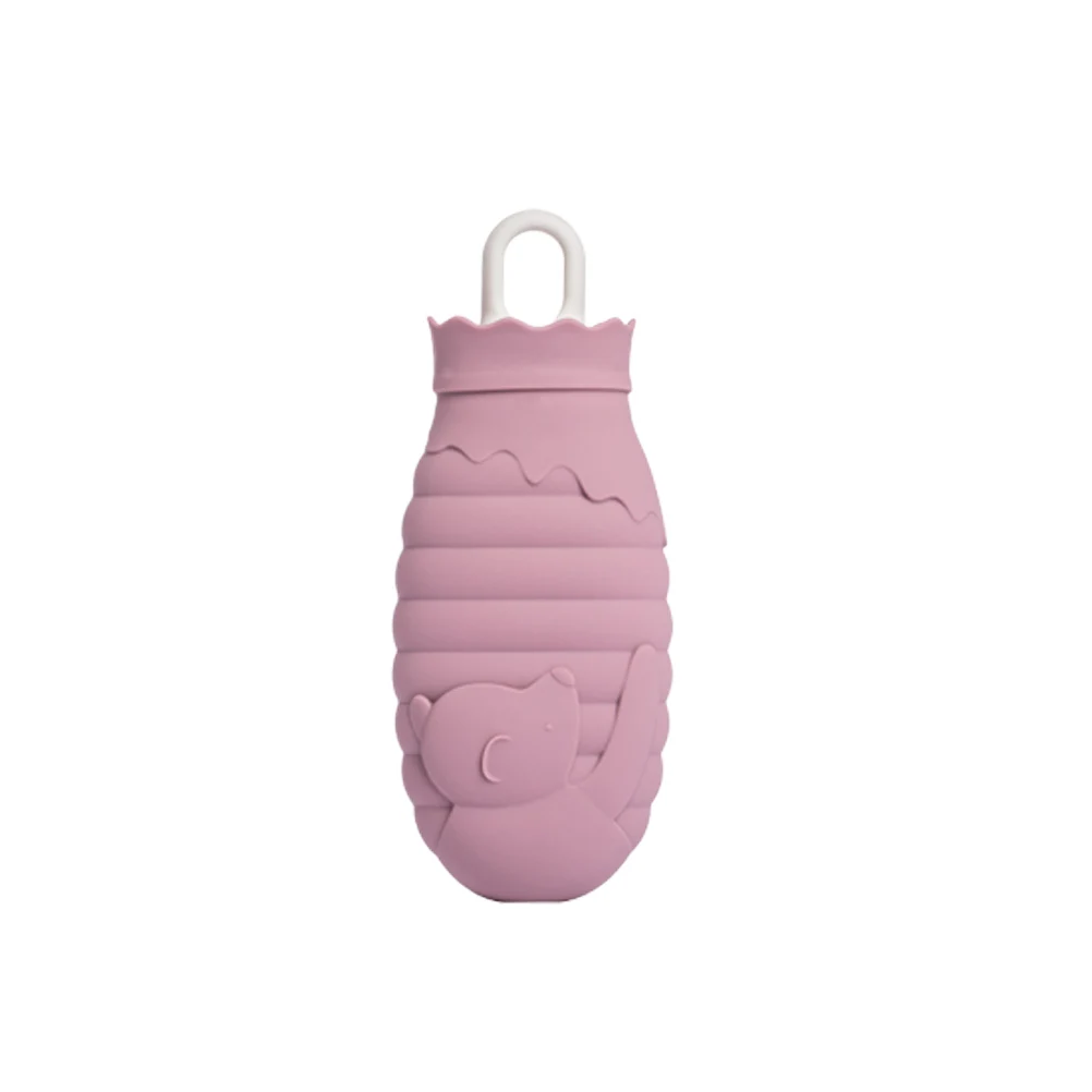 Size L (Purple) Бутылка для горячей воды в форме горшка для меда с крышкой противовзрывная грелка силиконовая грелка для рук сумка для горячей воды с вязаным чехлом - Цвет: Size L (Purple)