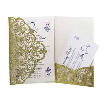 

Laser Cut Lace Flower Wedding Invitation Card Greeting Cards With RSVP Cards For Wedding Party Decor Supplies