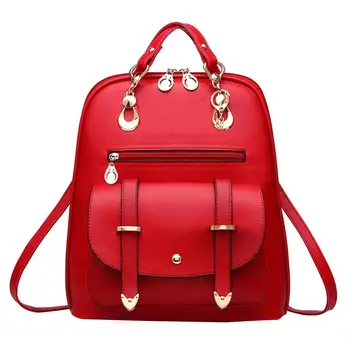 

Women Solid Color Bear Hanging Large Capacity Zipper Student Backpack Large Capacity Zipper Student Backpack