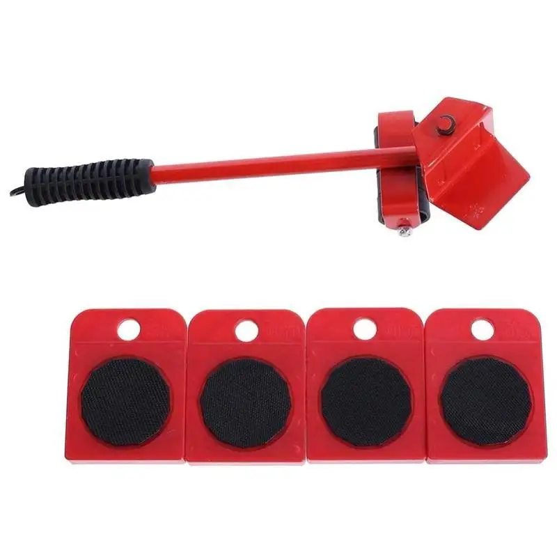 Manual Heavy Furniture Shifter Five-piece Mover Heavy Object Moving Tool 4 Moving Wheel+1 Wheel Bar Furniture Transport - Цвет: as shown