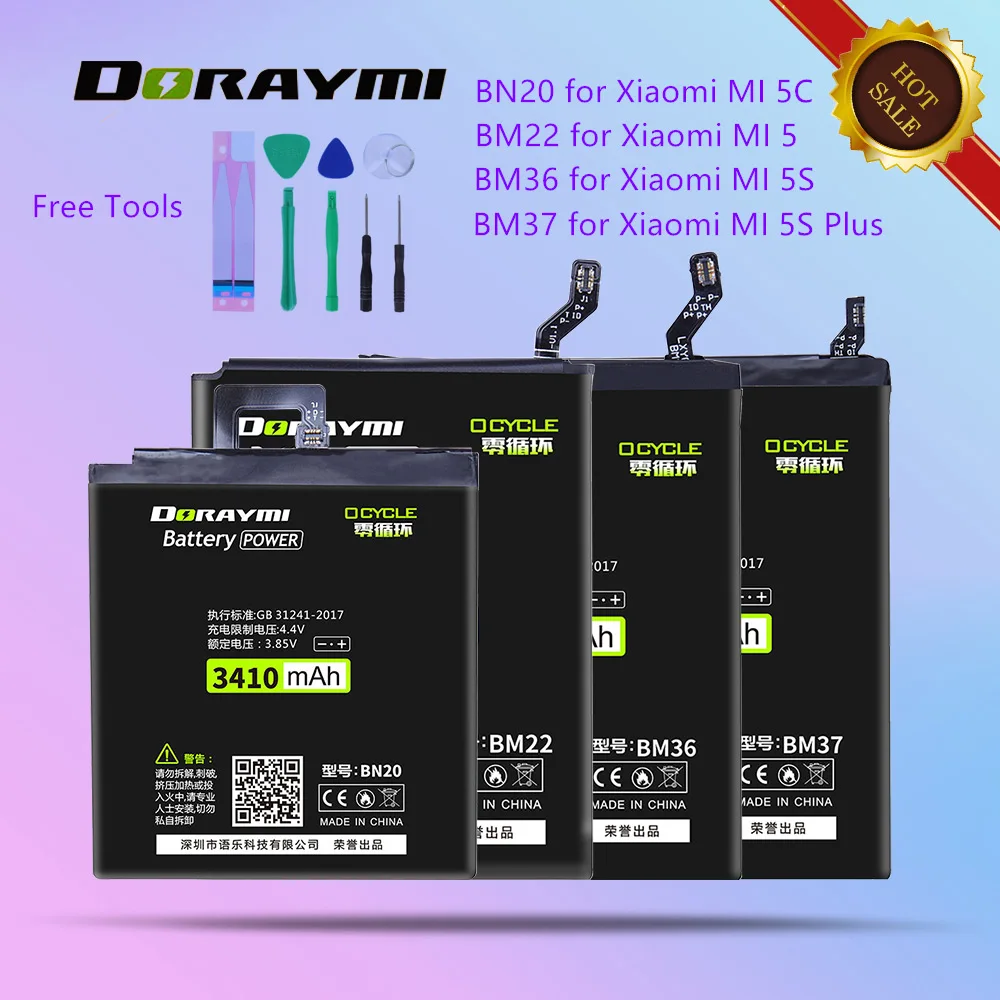 

Аккумулятор высокой емкости DORAYMI BN20, BM22, BM36, BM37, для Xiaomi Mi 5, 5S Plus, 5C, Mi5, Mi5S Plus, сменная батарея для телефона Mi5C