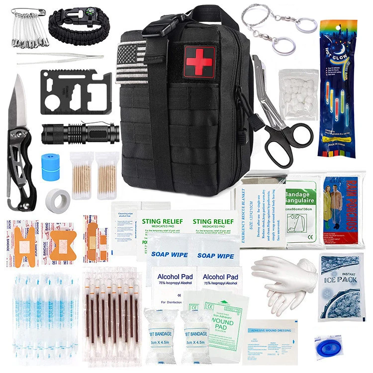 First Aid Kit Survival Kit, 165pcs Upgraded Outdoor Emergency Survival