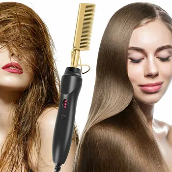 

Hair Straightener Hot Heating Flat Irons Wet Dry Use Brush Comb Hair Straight Styler Corrugation Curling Iron Hair Curler Comb