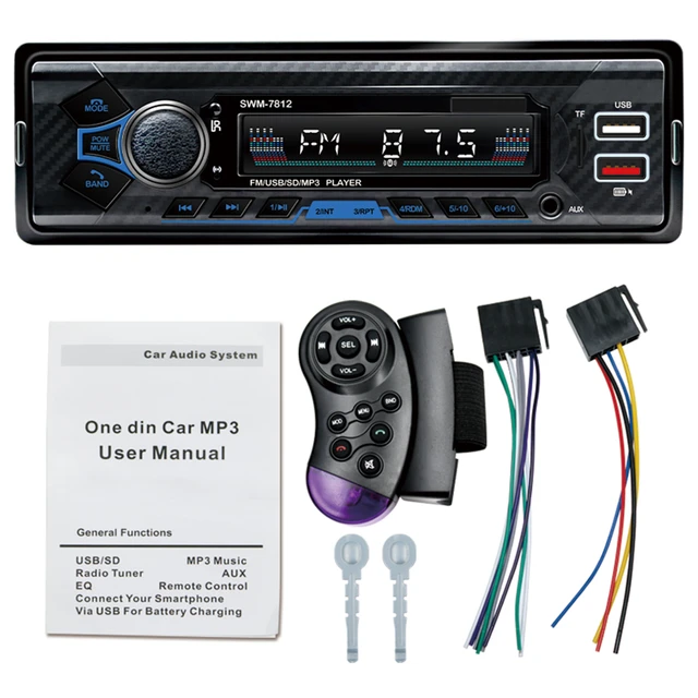 Estéreo Bluetooth para coche, reproductor MP3 compatible 5,0, 60W, Audio, música, USB/SD, Control de voz, SWM-7812 - AliExpress